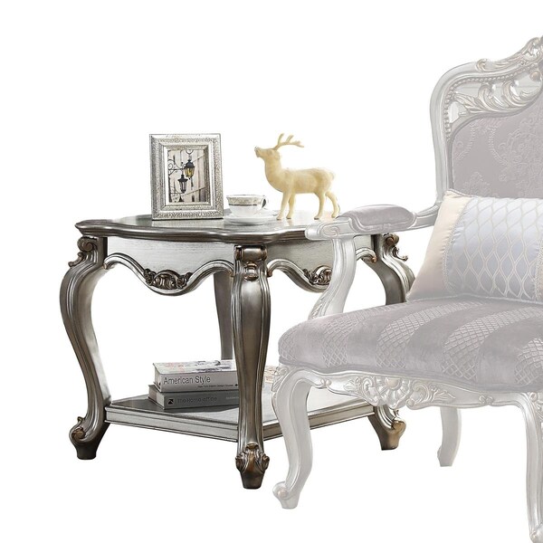 Gfancy Fixtures 27 x 27 x 24 in. Antique Platinum Wood Poly-Resin End Table GF3698980 - main